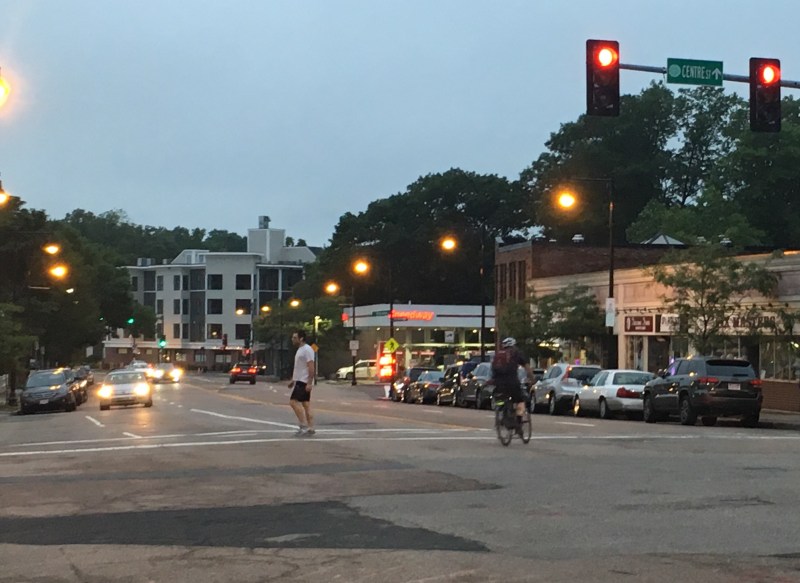 Centre Street in West Roxbury on the evening of June 20, 2019.
