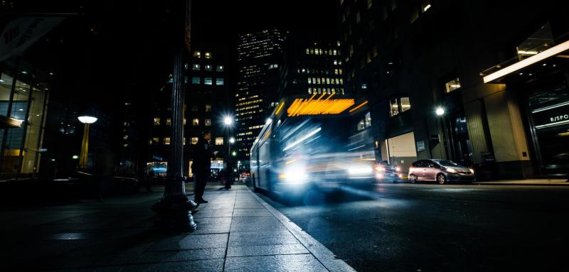 An MBTA bus, heading to bed at a reasonable hour. Photo by Osman Rana.
