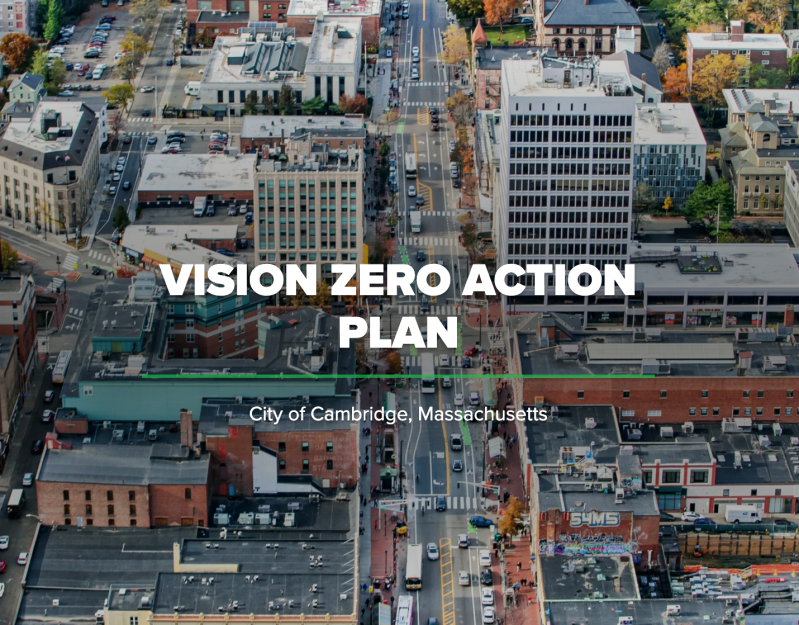 The cover image for the City of Cambridge's 2018 Vision Zero Action Plan. Courtesy of the City of Cambridge.