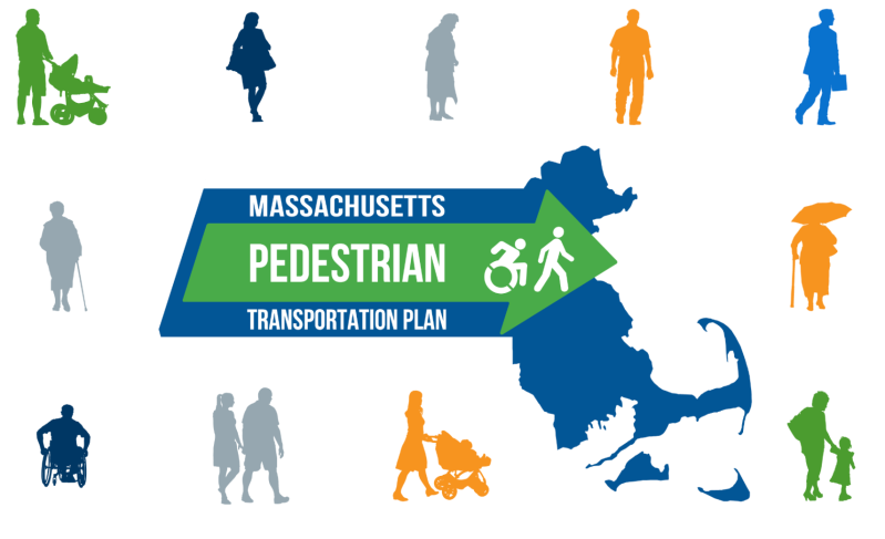 The cover image from the 2019 MassDOT Pedestrian Transportation Plan.