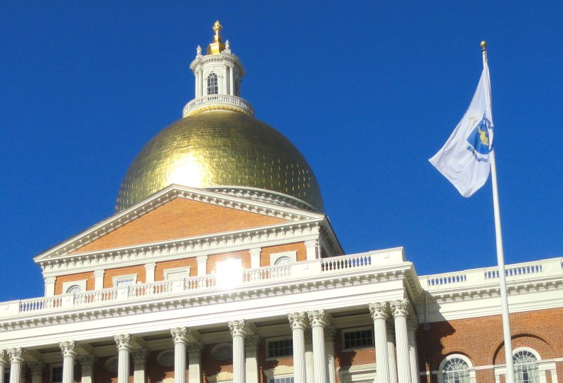 The Massachusetts State House in downtown Boston.