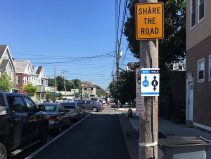 The new protected bike lane on Beacon Street in Somerville, pictured on June 26, 2019.