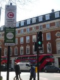 Signs indicate the entrance to London's congestion pricing zone.