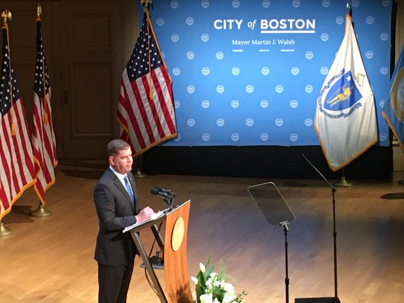 Boston Mayor Marty Walsh delivers his 2020 State of the City address at Symphony Hall on Tuesday, January 7.