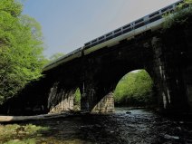 An Amtrak Lake Shore Limited train passes through Chester, Mass. Photo by Benjamin Turon, licensed under the Creative Commons BY-SA 4.0 license.