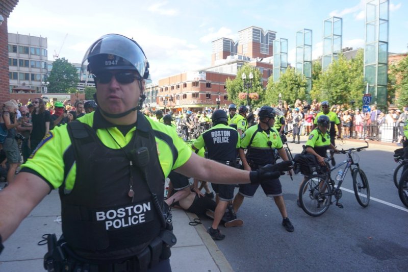 Boston Police Captain John Danilecki at a white supremacist rally in downtown Boston last summer. Photo courtesy of John O'Donnell (@ODonnell4NH) via Twitter.