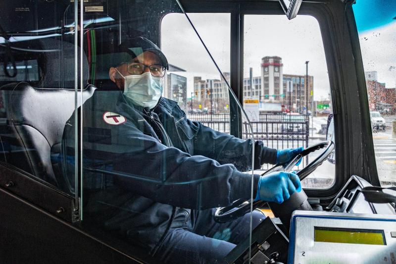 A bus driver at Sullivan Square. Courtesy of the MBTA.