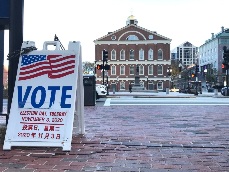 Faneuil Hall in downtown Boston on Election Day, November 3, 2020.