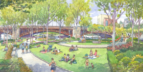 An Esplanade Association rendering of what the Charles River waterfront could look like with a planned reconfiguration of Storrow Drive near the Longfellow Bridge. Courtesy of the Esplanade Association's "Esplanade 2020" report.