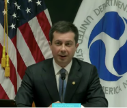 Sec. Pete Buttigieg testifies to Congress on Thursday, March 25, 2021.