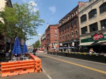 On-street dining in Hanover Street in the North End, pictured in the mid-afternoon of May 26, 2021.