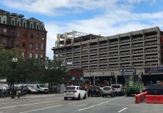 The massive Government Center Garage in the North End, pictured here on Sept. 30, 2021, is in the process of being dismantled to make way for new development.